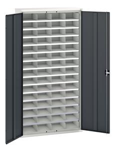 Verso compartment cupboard with 60 compartments. WxDxH: 1050x350x2000mm. RAL 7035/5010 or selected Bott Verso Basic Tool Cupboards Cupboard with shelves